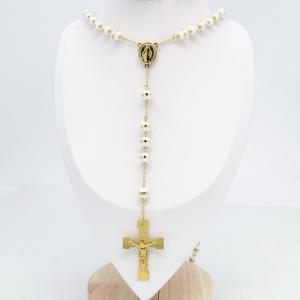Stainless Steel Rosary Necklace - KN303252-JG