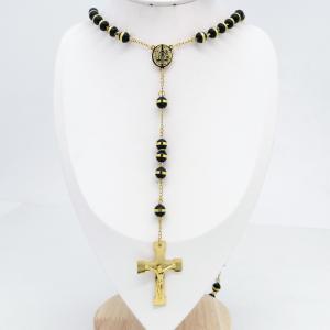 Stainless Steel Rosary Necklace - KN303253-JG