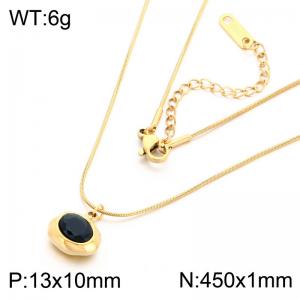 Stainless Steel Stone Necklace - KN303293-HR