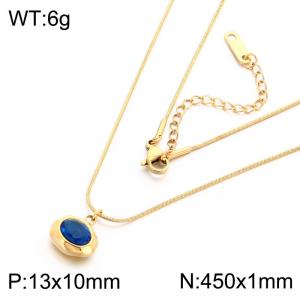 Stainless Steel Stone Necklace - KN303294-HR