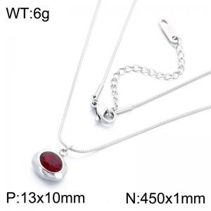 Stainless Steel Stone Necklace - KN303298-HR