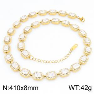 Stainless Steel Stone Necklace - KN303303-KL