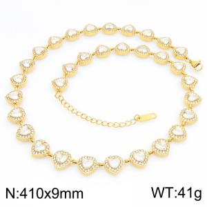 Stainless Steel Stone Necklace - KN303304-KL