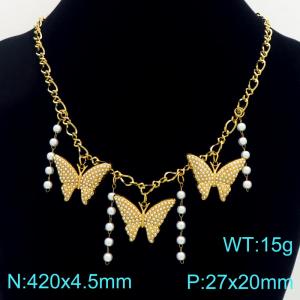 SS Gold-Plating Necklace - KN303368-SP