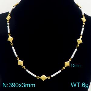 SS Gold-Plating Necklace - KN303369-SP