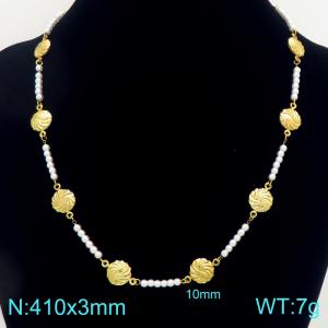 SS Gold-Plating Necklace - KN303370-SP