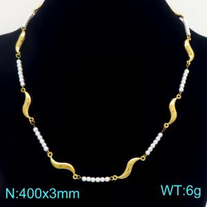 SS Gold-Plating Necklace - KN303371-SP