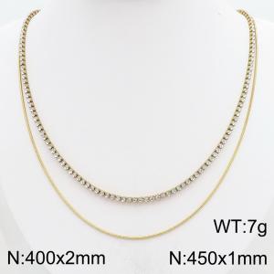 Stainless Steel Stone Necklace - KN303378-HR