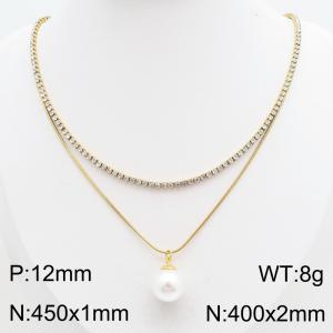 Stainless Steel Stone Necklace - KN303380-HR