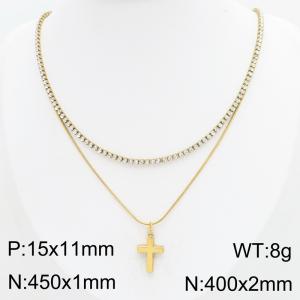 Stainless Steel Stone Necklace - KN303381-HR