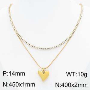 Stainless Steel Stone Necklace - KN303384-HR