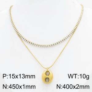 Stainless Steel Stone Necklace - KN303386-HR