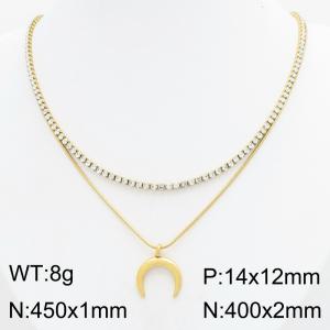 Stainless Steel Stone Necklace - KN303387-HR