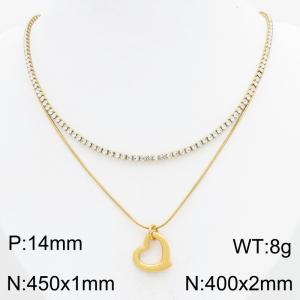 Stainless Steel Stone Necklace - KN303388-HR