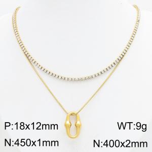 Stainless Steel Stone Necklace - KN303389-HR