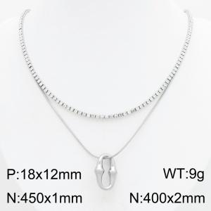 Stainless Steel Stone Necklace - KN303394-HR