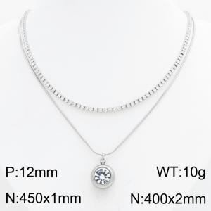 Stainless Steel Stone Necklace - KN303398-HR