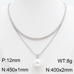 Stainless Steel Stone Necklace - KN303399-HR