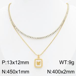 Stainless Steel Stone Necklace - KN303401-HR