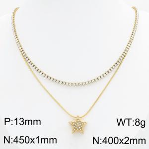 Stainless Steel Stone Necklace - KN303402-HR