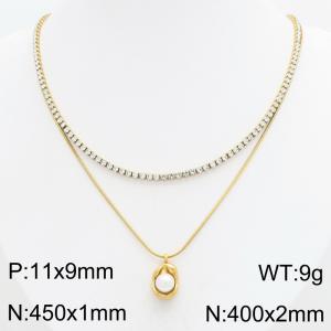 Stainless Steel Stone Necklace - KN303405-HR