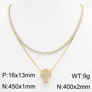 Stainless Steel Stone Necklace - KN303409-HR