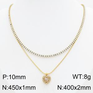 Stainless Steel Stone Necklace - KN303411-HR