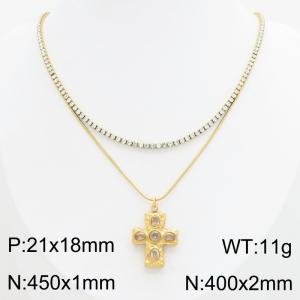 Stainless Steel Stone Necklace - KN303416-HR