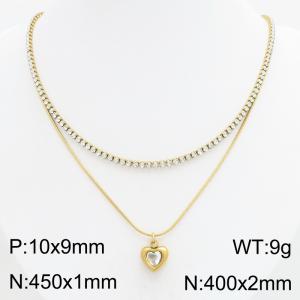 Stainless Steel Stone Necklace - KN303418-HR