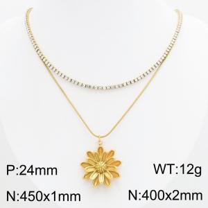 Stainless Steel Stone Necklace - KN303420-HR