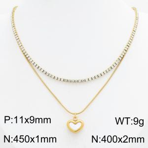 Stainless Steel Stone Necklace - KN303421-HR