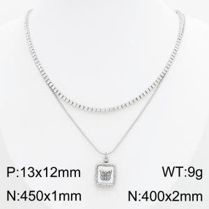 Stainless Steel Stone Necklace - KN303425-HR