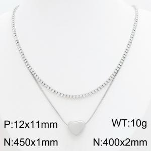 Stainless Steel Stone Necklace - KN303426-HR