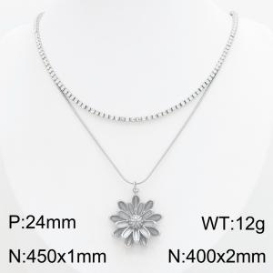 Stainless Steel Stone Necklace - KN303427-HR