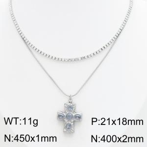 Stainless Steel Stone Necklace - KN303434-HR