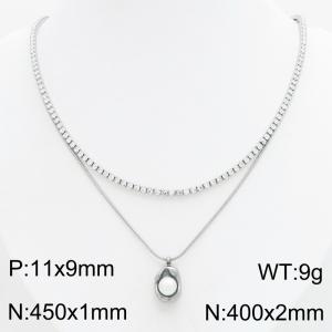 Stainless Steel Stone Necklace - KN303439-HR
