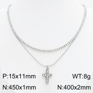 Stainless Steel Stone Necklace - KN303441-HR