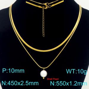 SS Gold-Plating Necklace - KN303453-Z