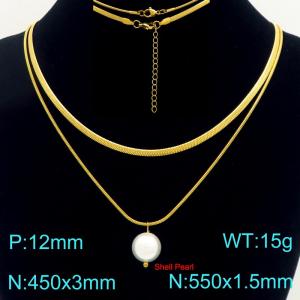 SS Gold-Plating Necklace - KN303455-Z
