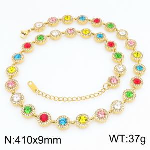 Stainless Steel Stone Necklace - KN303821-KL