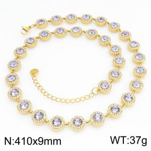 Stainless Steel Stone Necklace - KN303822-KL