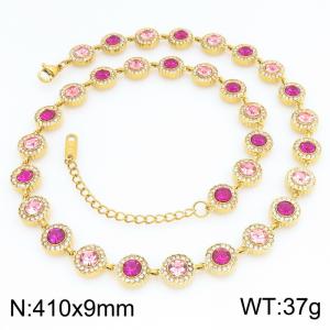 Stainless Steel Stone Necklace - KN303823-KL