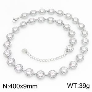 Stainless Steel Stone Necklace - KN303824-KL