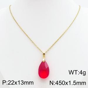 Stainless Steel Stone & Crystal Necklace - KN303931-SS