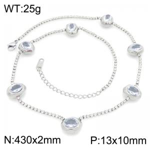 Stainless Steel Stone Necklace - KN304039-HR