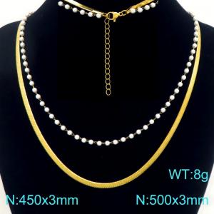 SS Gold-Plating Necklace - KN304075-Z