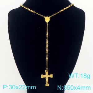 Stainless Steel Rosary Necklace - KN304091-CQ