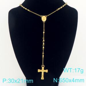 Stainless Steel Rosary Necklace - KN304092-CQ