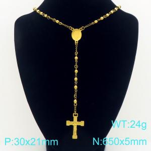 Stainless Steel Rosary Necklace - KN304095-CQ