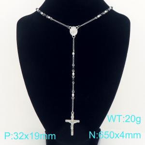 Stainless Steel Rosary Necklace - KN304098-CQ